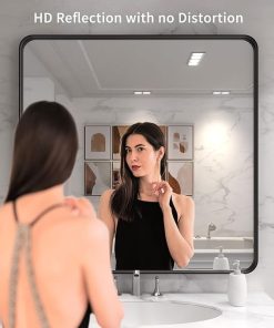 LOAAO 36X36 Inch Black Metal Framed Bathroom Mirror for Wall, Matte Black Bathroom Vanity Mirror Farmhouse, Anti-Rust, Tempered Glass, Hangs Horizontally or Vertically 2