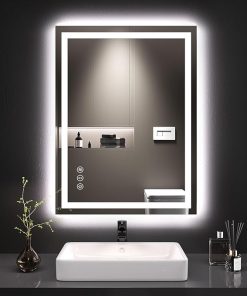 LOAAO 24X32 LED Bathroom Mirror with Lights, Anti-Fog, Dimmable, Backlit + Front Lit, Lighted Bathroom Vanity Mirror for Wall, Memory Function, Tempered Glass, Shatter-Proof, ETL Listed