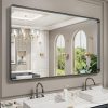 LOAAO 65X22 Inch Black Metal Framed Bathroom Mirror for Wall, Matte Black Bathroom Vanity Mirror Farmhouse, Large Rounded Rectangle Mirror, Anti-Rust, Tempered Glass, Hangs Horizontally or Vertically 3