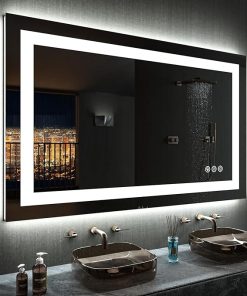 LOAAO 48″X32″ LED Bathroom Mirror with Lights, Anti-Fog, Dimmable, RGB Backlit + Front Lighted, Bathroom Vanity Mirror for Wall, Memory Function