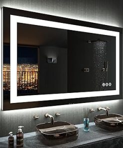 LOAAO 40″X24″ LED Bathroom Mirror with Lights, Anti-Fog, Dimmable, RGB Backlit + Front Lighted, Bathroom Vanity Mirror for Wall, Memory Function, Tempered Glass (Safe to Use)