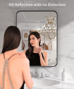 LOAAO 30X36 Inch Black Metal Framed Bathroom Mirror for Wall, Matte Black Bathroom Vanity Mirror Farmhouse, Anti-Rust, Tempered Glass, Hangs Horizontally or Vertically 2