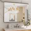 LOAAO 55X30 Inch Brushed Nickel Bathroom Mirror, Rounded Rectangle Silver Metal Frame Mirror, Brushed Nickel, Anti-Rust, Shatter Proof, Hangs Horizontally or Vertically 3