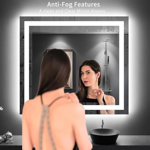 LOAAO 40"X36" LED Bathroom Mirror with Lights, Anti-Fog, Dimmable, Backlit + Front Lit, Lighted Bathroom Vanity Mirror for Wall, Memory Function, Tempered Glass, Shatter-Proof, ETL Listed - Image 2