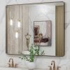LOAAO 40”X30” Bronze Bathroom Mirrors for Vanity, Rounded Rectangle Brushed Bronze Metal Frame Mirror, Anti-Rust, Tempered Glass, Hangs Horizontally or Vertically 4