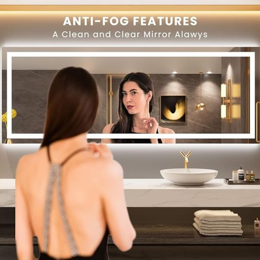 LOAAO 84X32 LED Bathroom Mirror with Lights, Anti-Fog, Dimmable, Backlit + Front Lit, Lighted Bathroom Vanity Mirror for Wall, Memory Function, Tempered Glass, ETL Listed - Image 2
