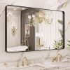 LOAAO 40X32 Inch Black Metal Framed Bathroom Mirror for Wall, Matte Black Bathroom Vanity Mirror Farmhouse, Large Rounded Rectangle Mirror, Anti-Rust, Tempered Glass, Hangs Horizontally or Vertically 4