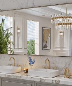 LOAAO 72”X36” Bronze Bathroom Mirrors for Vanity, Rounded Rectangle Brushed Bronze Metal Frame Mirror, Anti-Rust, Tempered Glass, Hangs Horizontally or Vertically
