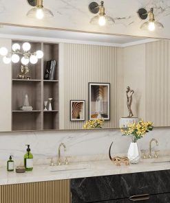 LOAAO 72”X32” Gold Bathroom Mirror, Rounded Rectangle Gold Frame Mirror, Brushed Gold Bathroom Vanity Mirror Wall-Mounted, Anti-Rust, Tempered Glass, Hangs Horizontally or Vertically