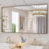 LOAAO 48”X36” Bronze Bathroom Mirrors for Vanity, Rounded Rectangle Brushed Bronze Metal Frame Mirror, Anti-Rust, Tempered Glass, Hangs Horizontally or Vertically 4
