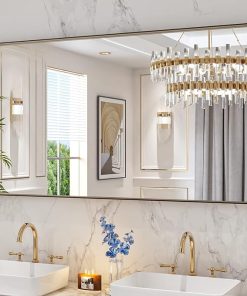 LOAAO 55”X30” Bronze Bathroom Mirrors for Vanity, Rounded Rectangle Brushed Bronze Metal Frame Mirror, Anti-Rust, Tempered Glass, Hangs Horizontally or Vertically
