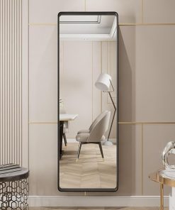 LOAAO 65X22 Inch Black Metal Framed Bathroom Mirror for Wall, Matte Black Bathroom Vanity Mirror Farmhouse, Large Rounded Rectangle Mirror, Anti-Rust, Tempered Glass, Hangs Horizontally or Vertically 2
