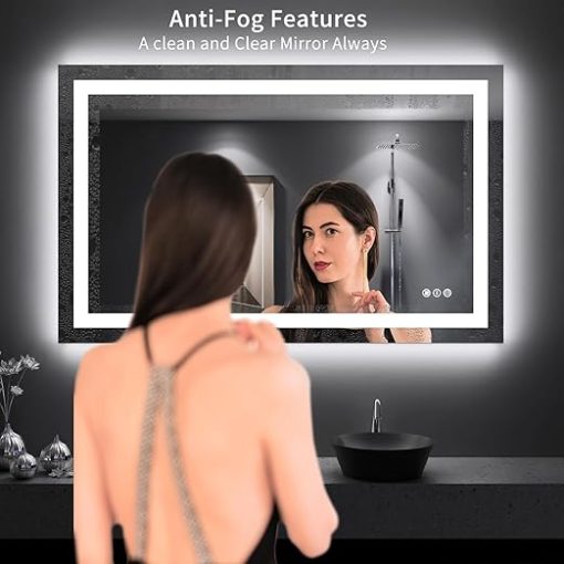 LOAAO 48"X30" LED Bathroom Mirror with Lights, Anti-Fog, Dimmable, Backlit + Front Lit, Lighted Bathroom Vanity Mirror for Wall, Memory Function, Tempered Glass, Shatter-Proof, ETL Listed - Image 2