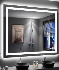 LOAAO 48″X40″ LED Bathroom Mirror with Lights, Anti-Fog, Dimmable, Backlit + Front Lit, Lighted Bathroom Vanity Mirror for Wall, Memory Function, Tempered Glass, Shatter-Proof, ETL Listed