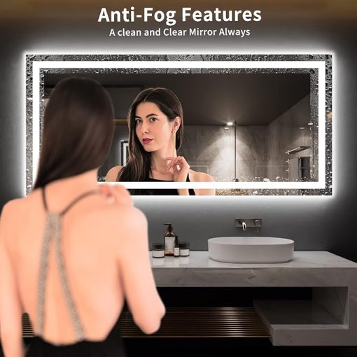 LOAAO 77X36 LED Bathroom Mirror with Lights, Anti-Fog, Dimmable, Backlit + Front Lit, Lighted Bathroom Vanity Mirror for Wall, Memory Function, Tempered Glass, ETL Listed - Image 2