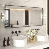 LOAAO 60X40 Inch Black Metal Framed Bathroom Mirror for Wall, Matte Black Bathroom Vanity Mirror Farmhouse, Large Rounded Rectangle Mirror, Anti-Rust, Tempered Glass, Hangs Horizontally or Vertically 4