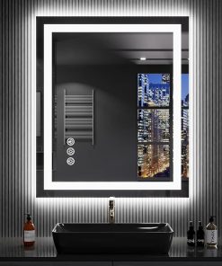 LOAAO 30″X36″ LED Bathroom Mirror with Lights, Anti-Fog, Dimmable, RGB Backlit + Front Lighted, Bathroom Vanity Mirror for Wall, Memory Function, Waterproof, Tempered Glass