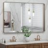 LOAAO 40”X36” Bronze Bathroom Mirrors for Vanity, Rounded Rectangle Brushed Bronze Metal Frame Mirror, Anti-Rust, Tempered Glass, Hangs Horizontally or Vertically 4