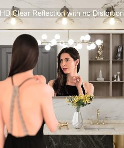 LOAAO 60”X30” Gold Bathroom Mirror, Rounded Rectangle Gold Frame Mirror, Brushed Gold Bathroom Vanity Mirror Wall-Mounted, Anti-Rust, Tempered Glass, Hangs Horizontally or Vertically 2