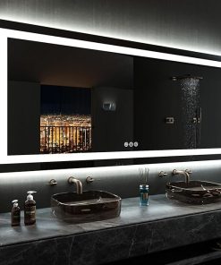 LOAAO 84″X40″ LED Bathroom Mirror with Lights, Anti-Fog, Dimmable, RGB Backlit + Front Lighted, Bathroom Vanity Mirror for Wall, Memory Function, Waterproof, Tempered Glass