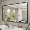 LOAAO 60X28 Inch Black Metal Framed Bathroom Mirror for Wall, Matte Black Bathroom Vanity Mirror Farmhouse, Large Rounded Rectangle Mirror, Anti-Rust, Tempered Glass, Hangs Horizontally or Vertically 4