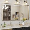 LOAAO 60”X28” Gold Bathroom Mirror, Rounded Rectangle Gold Frame Mirror, Brushed Gold Bathroom Vanity Mirror Wall-Mounted, Anti-Rust, Tempered Glass, Hangs Horizontally or Vertically 4