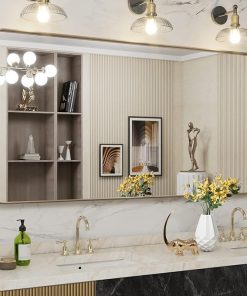 LOAAO 60”X30” Gold Bathroom Mirror, Rounded Rectangle Gold Frame Mirror, Brushed Gold Bathroom Vanity Mirror Wall-Mounted, Anti-Rust, Tempered Glass, Hangs Horizontally or Vertically