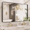 LOAAO 48×36 Inch Black Metal Framed Bathroom Mirror for Wall, Matte Black Bathroom Vanity Mirror Farmhouse, Large Rounded Rectangle Mirror, Anti-Rust, Tempered Glass, Hangs Horizontally or Vertically 4