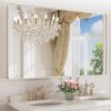 LOAAO 60X28 Inch Brushed Nickel Bathroom Mirror, Rounded Rectangle Silver Metal Frame Mirror, Brushed Nickel, Anti-Rust, Shatter Proof, Hangs Horizontally or Vertically 4