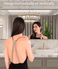 LOAAO 72”X32” Bronze Bathroom Mirrors for Vanity, Rounded Rectangle Brushed Bronze Metal Frame Mirror, Anti-Rust, Tempered Glass, Hangs Horizontally or Vertically 2