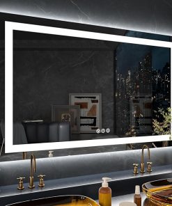 LOAAO 72″X36″ Inch RGB LED Bathroom Mirror with Lights, Large, Anti-Fog, Dimmable Smart Lighted Bathroom Vanity Mirror, Multiple Light Modes, RGB Backlit + Front Light, Memory Function, Tempered Glass