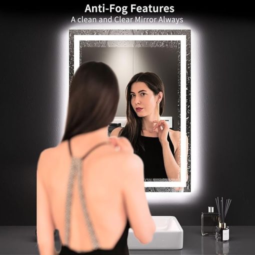 LOAAO 24X32 LED Bathroom Mirror with Lights, Anti-Fog, Dimmable, Backlit + Front Lit, Lighted Bathroom Vanity Mirror for Wall, Memory Function, Tempered Glass, Shatter-Proof, ETL Listed - Image 2