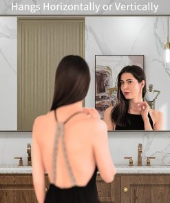 LOAAO 48”X30” Bronze Bathroom Mirrors for Vanity, Rounded Rectangle Brushed Bronze Metal Frame Mirror, Anti-Rust, Tempered Glass, Hangs Horizontally or Vertically 2