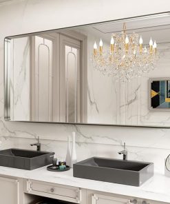 LOAAO 72X36 Inch Brushed Nickel Bathroom Mirror, Rounded Rectangle Silver Metal Frame Mirror, Brushed Nickel, Anti-Rust, Shatter Proof, Hangs Horizontally or Vertically