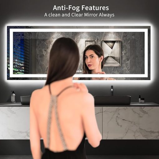 LOAAO 96X36 LED Bathroom Mirror with Lights, Anti-Fog, Dimmable, Backlit + Front Lit, Lighted Bathroom Vanity Mirror for Wall, Memory Function, Tempered Glass, Shatter-Proof, ETL Listed - Image 2