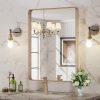 LOAAO 22”X30” Gold Bathroom Mirror, Rounded Rectangle Gold Frame Mirror, Brushed Gold Bathroom Vanity Mirror Wall-Mounted, Anti-Rust, Tempered Glass, Hangs Horizontally or Vertically