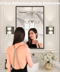 LOAAO 24″X36″ Black Rectangle Bathroom Mirror Wall, Matte Black Aluminum Alloy Frame, Hangs Vertically or Horizontally, Easy to Install 2