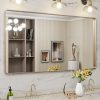 LOAAO 60”X28” Gold Bathroom Mirror, Rounded Rectangle Gold Frame Mirror, Brushed Gold Bathroom Vanity Mirror Wall-Mounted, Anti-Rust, Tempered Glass, Hangs Horizontally or Vertically 3