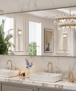 LOAAO 72”X32” Bronze Bathroom Mirrors for Vanity, Rounded Rectangle Brushed Bronze Metal Frame Mirror, Anti-Rust, Tempered Glass, Hangs Horizontally or Vertically