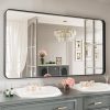 LOAAO 50X30 Inch Black Metal Framed Bathroom Mirror for Wall, Matte Black Bathroom Vanity Mirror Farmhouse, Large Rounded Rectangle Mirror, Anti-Rust, Tempered Glass, Hangs Horizontally or Vertically 4