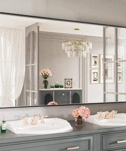 LOAAO Black Metal Framed Bathroom Mirror for Wall, Large 55X30 Inch Rounded Rectangle Mirror, Matte Black Bathroom Vanity Mirror Farmhouse, Anti-Rust, Tempered Glass, Hangs Horizontally or Vertically