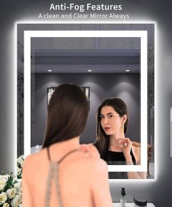 LOAAO 32″X36″ LED Bathroom Mirror with Lights, Anti-Fog, Dimmable, Backlit + Front Lit, Lighted Bathroom Vanity Mirror for Wall, Memory Function, Tempered Glass, ETL Listed 2