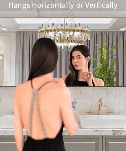 LOAAO 60”X30” Bronze Bathroom Mirrors for Vanity, Rounded Rectangle Brushed Bronze Metal Frame Mirror, Anti-Rust, Tempered Glass, Hangs Horizontally or Vertically 2