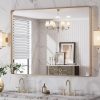 LOAAO 40”X32” Gold Bathroom Mirror, Rounded Rectangle Gold Frame Mirror, Brushed Gold Bathroom Vanity Mirror Wall-Mounted, Anti-Rust, Tempered Glass, Hangs Horizontally or Vertically 3