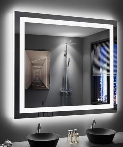 LOAAO 40″X36″ LED Bathroom Mirror with Lights, Anti-Fog, Dimmable, Backlit + Front Lit, Lighted Bathroom Vanity Mirror for Wall, Memory Function, Tempered Glass, Shatter-Proof, ETL Listed