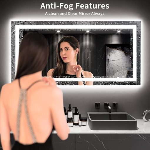 LOAAO 60X30 LED Bathroom Mirror with Lights, Anti-Fog, Dimmable, Backlit + Front Lit, Lighted Bathroom Vanity Mirror for Wall, Memory Function, Tempered Glass, ETL Listed - Image 2