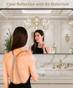 LOAAO 40X36 Inch Black Metal Framed Bathroom Mirror for Wall, Matte Vanity Farmhouse, Large Rounded Rectangle Mirror, Anti-Rust, Tempered Glass, Hangs Horizontally or Vertically, B10090 2
