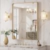 LOAAO 30”X36” Gold Bathroom Mirror, Rounded Rectangle Gold Frame Mirror, Brushed Gold Bathroom Vanity Mirror Wall-Mounted, Anti-Rust, Tempered Glass, Hangs Horizontally or Vertically 4