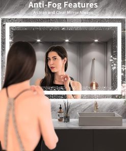 LOAAO 55X36 LED Bathroom Mirror with Lights, Anti-Fog, Dimmable, Backlit + Front Lit, Lighted Bathroom Vanity Mirror for Wall, Memory Function, Tempered Glass, ETL Listed 2