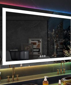 LOAAO 60X28 RGB LED Bathroom Mirror with Lights, Large, Anti-Fog, Dimmable Lighted Bathroom Vanity Mirror, Colorful Multiple Light Modes, RGB Backlit + Front Light, Memory Function 2